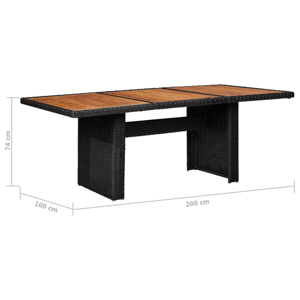 9-tlg. Garten-Essgruppe Poly Rattan Schwarz