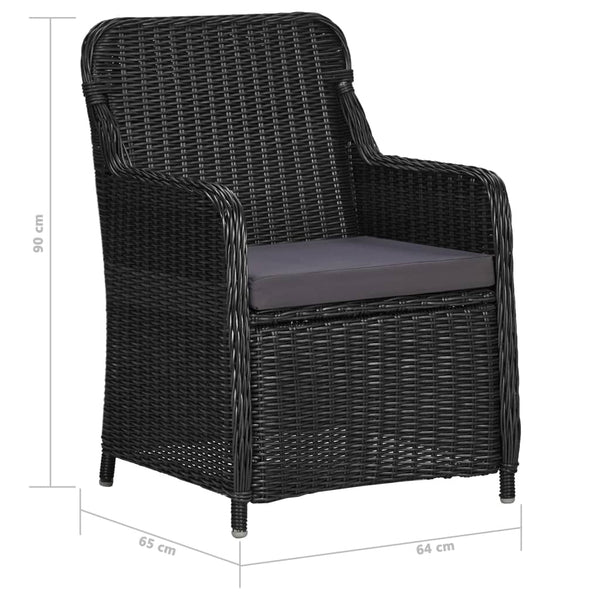 9-tlg. Garten-Essgruppe Poly Rattan Schwarz