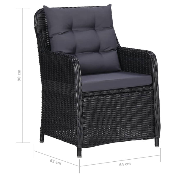 vidaXL Salon de jardin à dîner 11 pcs Résine tressée Noir