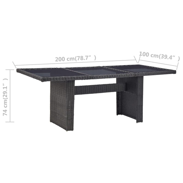 9-tlg. Garten-Essgruppe Poly Rattan Schwarz