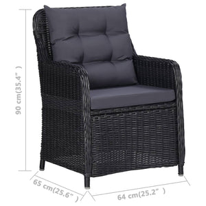 9-tlg. Garten-Essgruppe Poly Rattan Schwarz