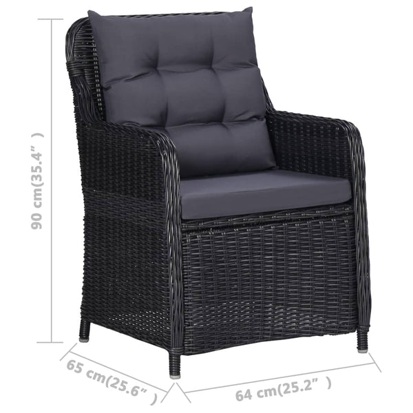 9-tlg. Garten-Essgruppe Poly Rattan Schwarz