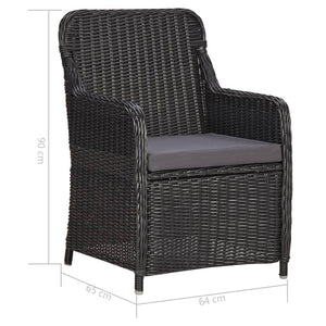 11-tlg. Garten-Essgruppe Poly Rattan Schwarz