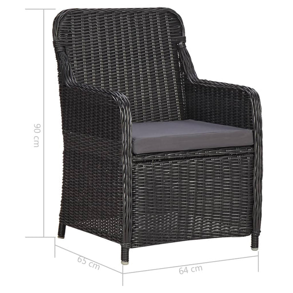 11-tlg. Garten-Essgruppe Poly Rattan Schwarz