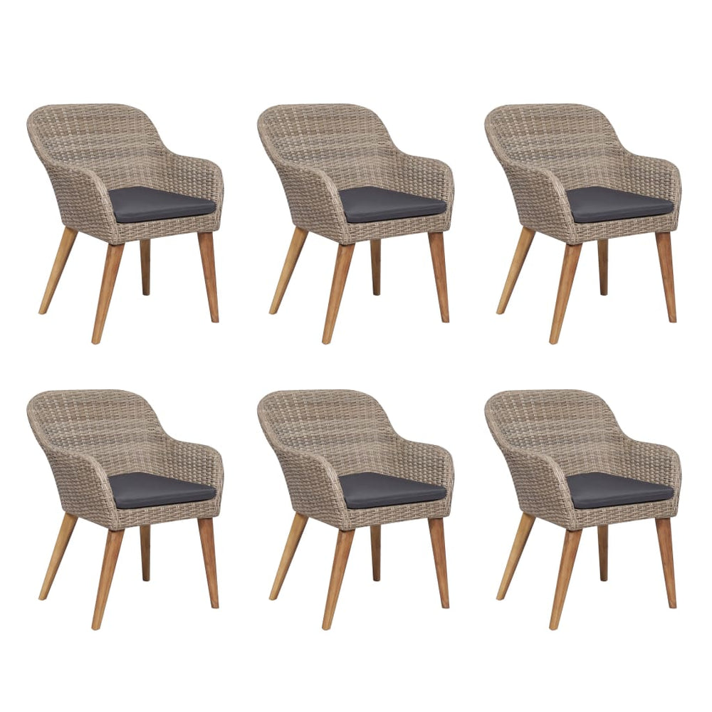 vidaXL 7-Piece Garden Dining Set with Cushions Poly Rattan