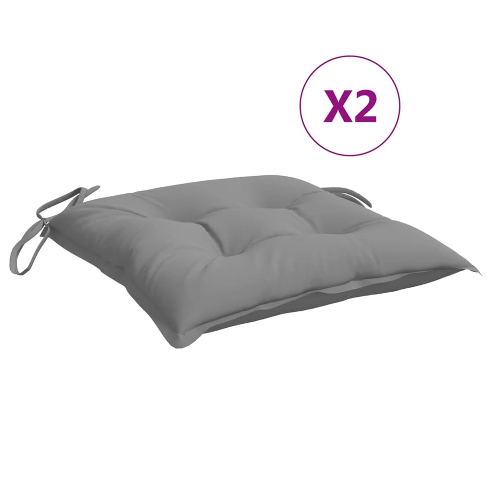 vidaXL Coussins de chaise 2 pcs Gris 40x40x7 cm Tissu Oxford