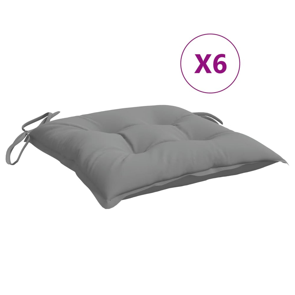 vidaXL Coussins de chaise 6 pcs Gris 40x40x7 cm Tissu Oxford