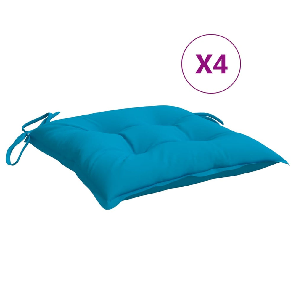 vidaXL Coussins de chaise 4 pcs Bleu clair 40x40x7 cm Tissu Oxford