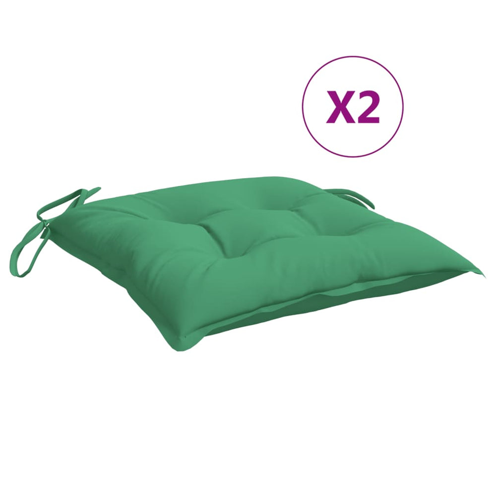 vidaXL Coussins de chaise 2 pcs Vert 40x40x7 cm Tissu Oxford