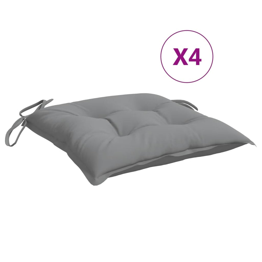 vidaXL Coussins de chaise 4 pcs Gris 50x50x7 cm Tissu Oxford