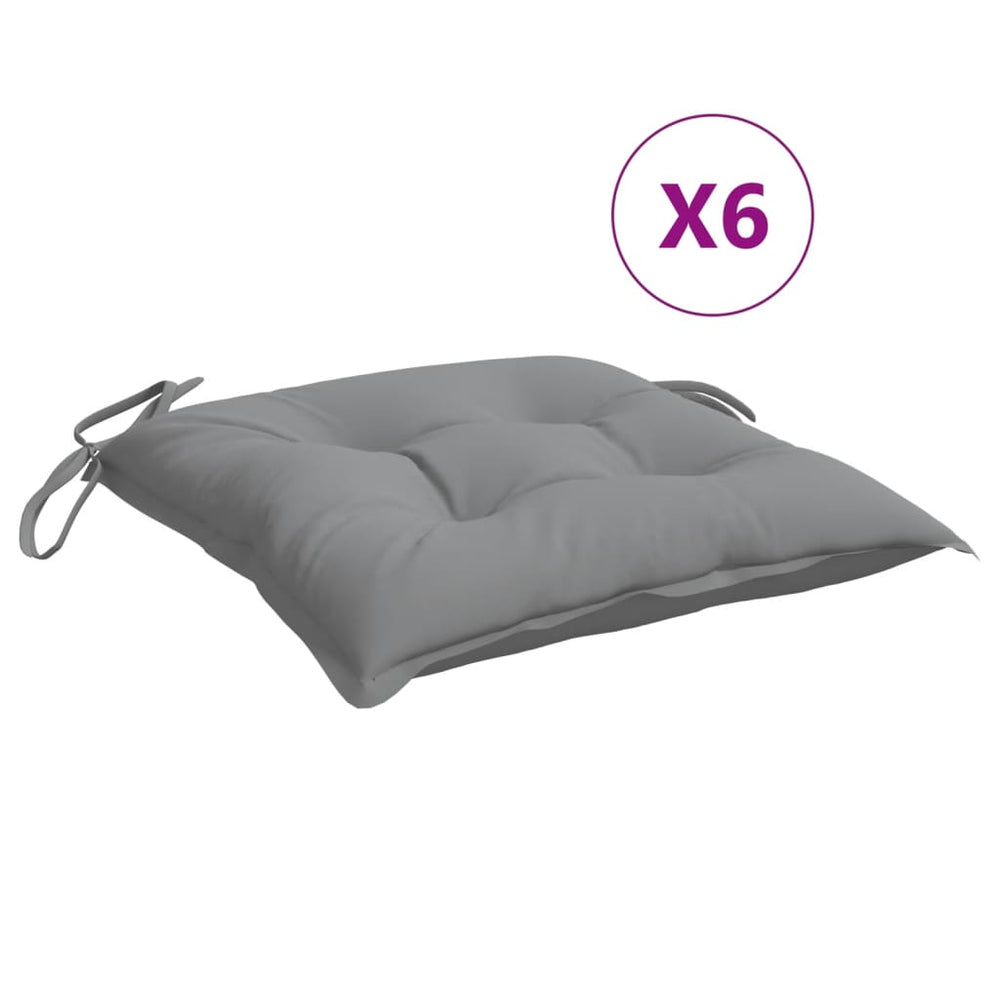 vidaXL Coussins de Chaise 6 pcs Gris 50x50x7 cm Tissu Oxford