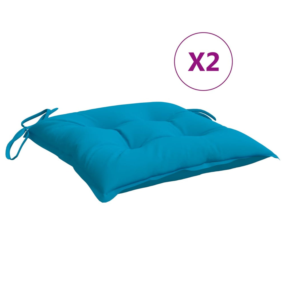 vidaXL Coussins de chaise 2 pcs Bleu clair 50x50x7 cm Tissu Oxford