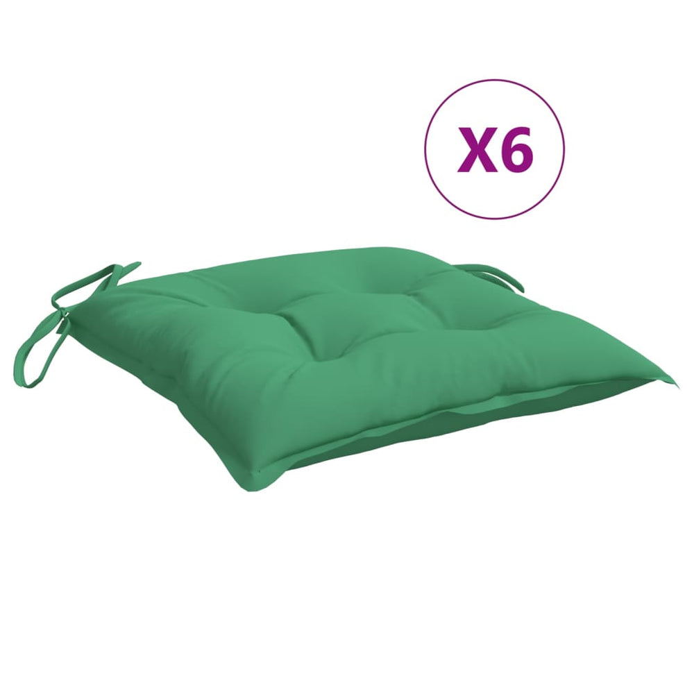 vidaXL Coussins de chaise 6 pcs Vert 50x50x7 cm Tissu Oxford