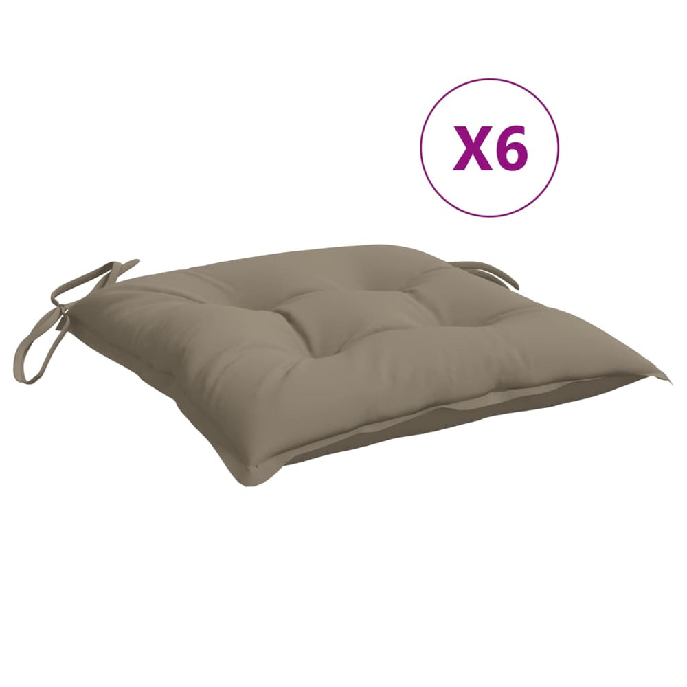 vidaXL Coussins de chaise 6 pcs Taupe 50x50x7 cm Tissu Oxford