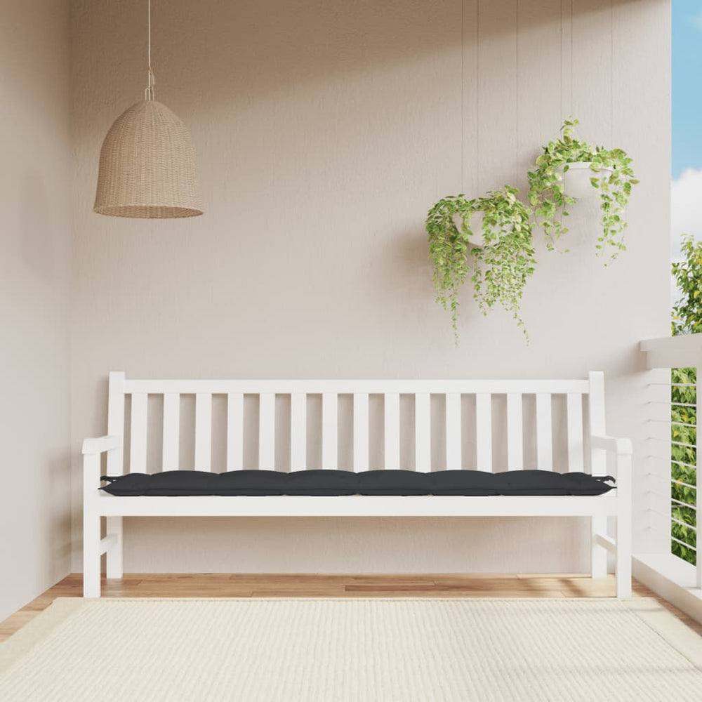 vidaXL Coussin de banc de jardin noir 200x50x7 cm en tissu Oxford