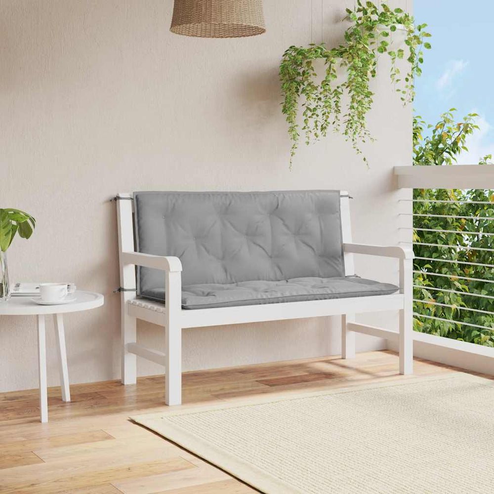 vidaXL Coussin de banc de jardin gris 120x(50+50)x7 cm en tissu Oxford