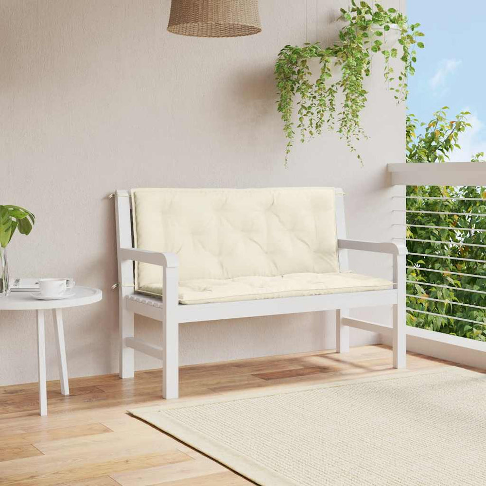 vidaXL Coussin pour banc de jardin Crème 120x(50+50)x7 cm Tissu Oxford