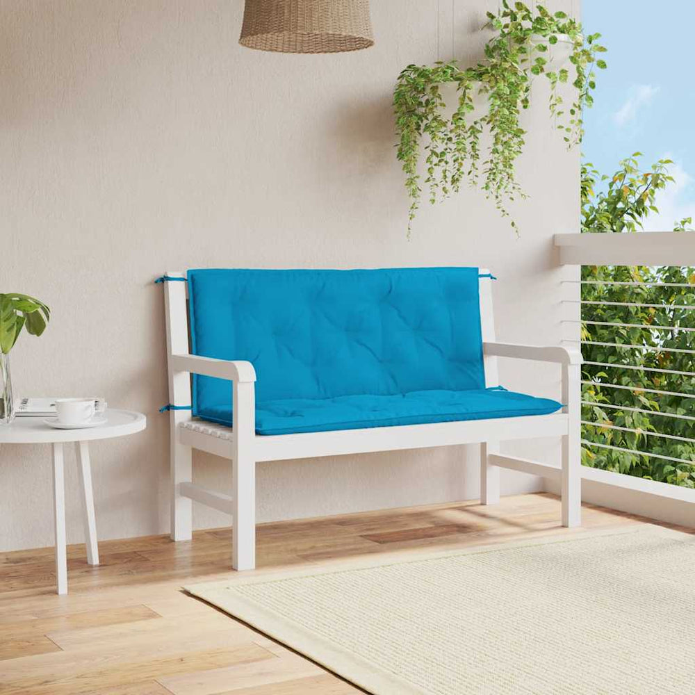 vidaXL Coussin de banc de jardin bleu clair 120x(50+50)x7 cm en tissu Oxford