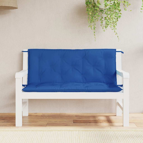 vidaXL Coussin de banc de jardin bleu 120x(50+50)x7 cm tissu Oxford