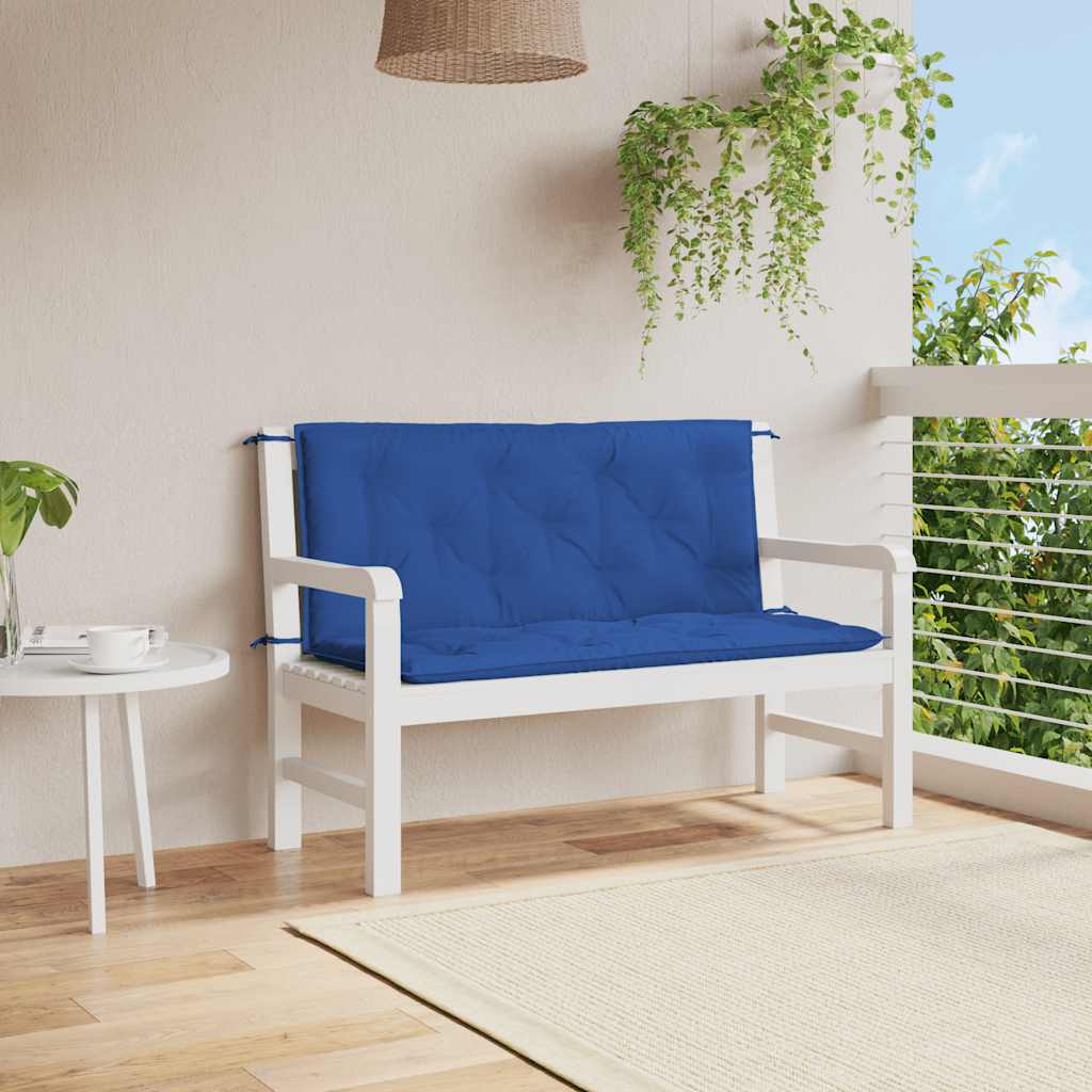 vidaXL Coussin de banc de jardin bleu 120x(50+50)x7 cm tissu Oxford
