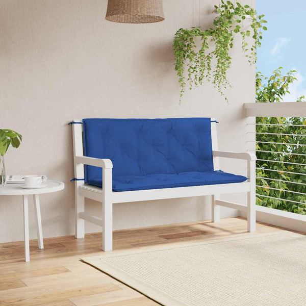 vidaXL Coussin de banc de jardin bleu 120x(50+50)x7 cm tissu Oxford