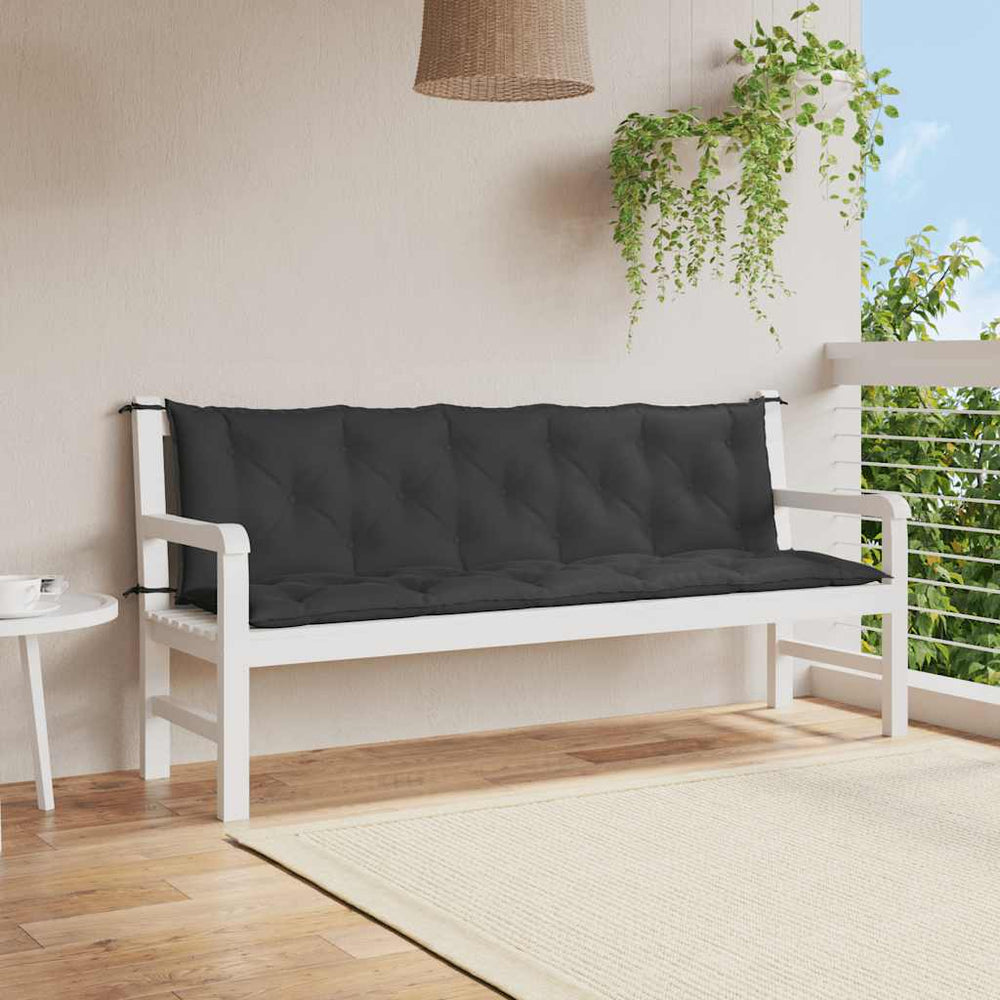 vidaXL Coussin de banc de jardin noir 180x(50+50)x7 cm tissu Oxford