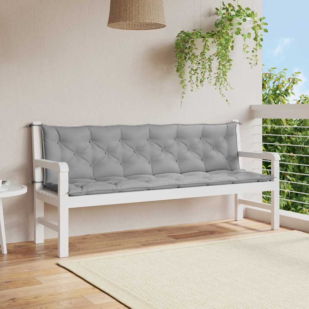 vidaXL Coussin de banc de jardin gris 200x(50+50)x7 cm tissu Oxford