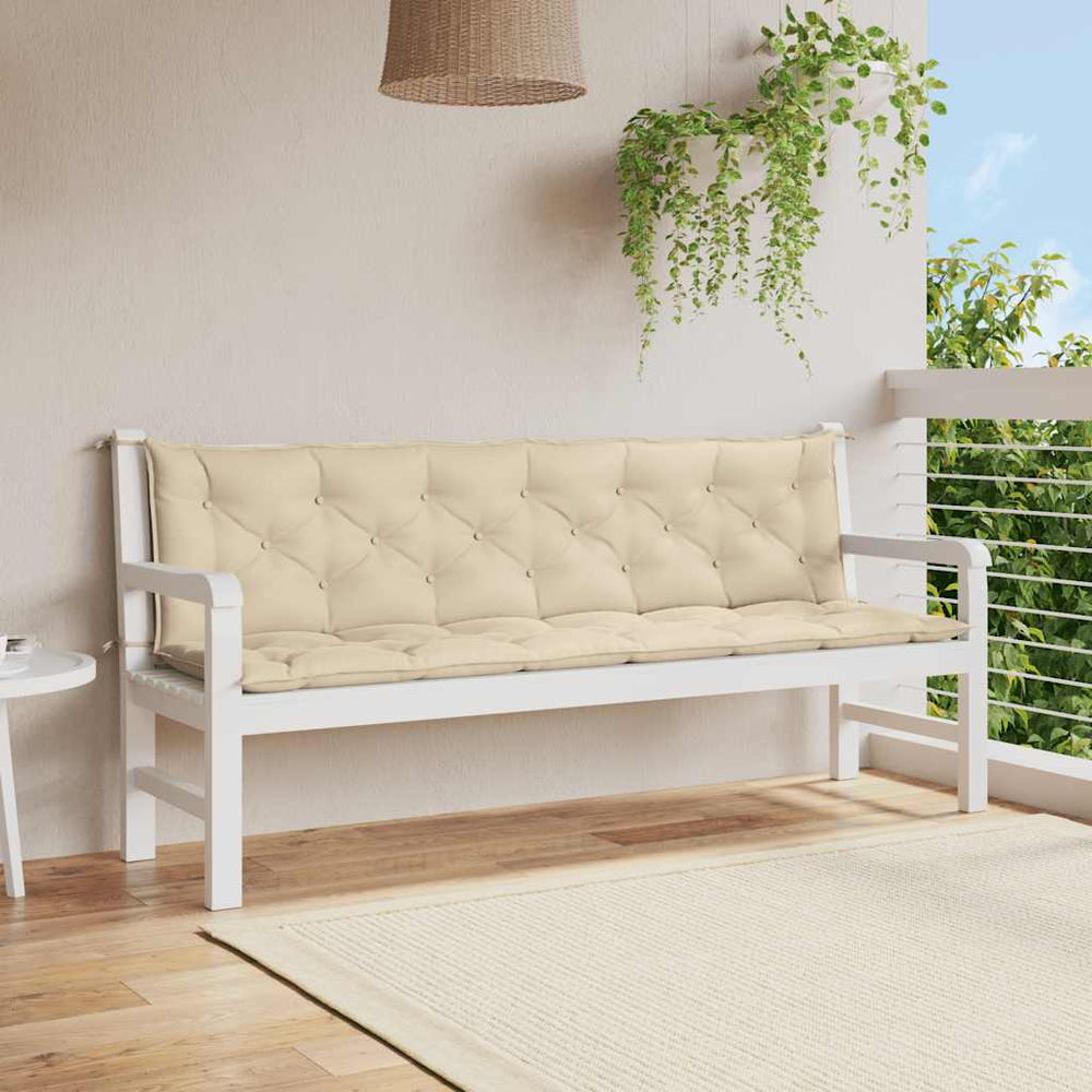 vidaXL Coussin de banc de jardin beige 200x(50+50)x7 cm tissu Oxford
