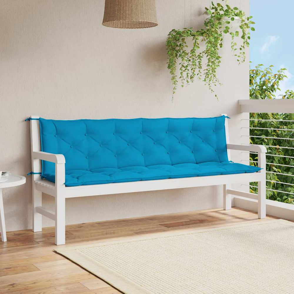 vidaXL Coussin de banc de jardin bleu clair 200x(50+50)x7 cm en tissu Oxford