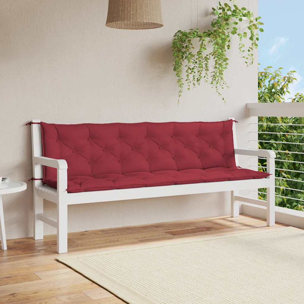 vidaXL Coussin de banc de jardin bordeaux 200x(50+50)x7 cm tissu Oxford