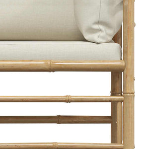 2-tlg. Garten-Lounge-Set mit Kissen Cremeweiß Bambus