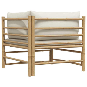 Garten-Ecksofa mit Kissen Cremeweiß Bambus