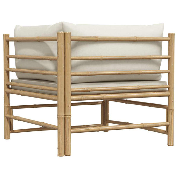 Garten-Ecksofa mit Kissen Cremeweiß Bambus