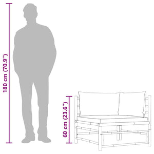 Garten-Ecksofa mit Kissen Cremeweiß Bambus