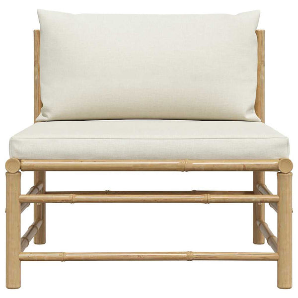 Garten-Mittelsofa mit Kissen Cremeweiß Bambus