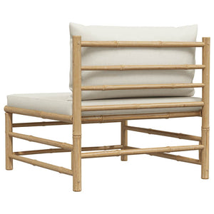 Garten-Mittelsofa mit Kissen Cremeweiß Bambus