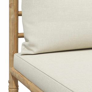 Garten-Mittelsofa mit Kissen Cremeweiß Bambus