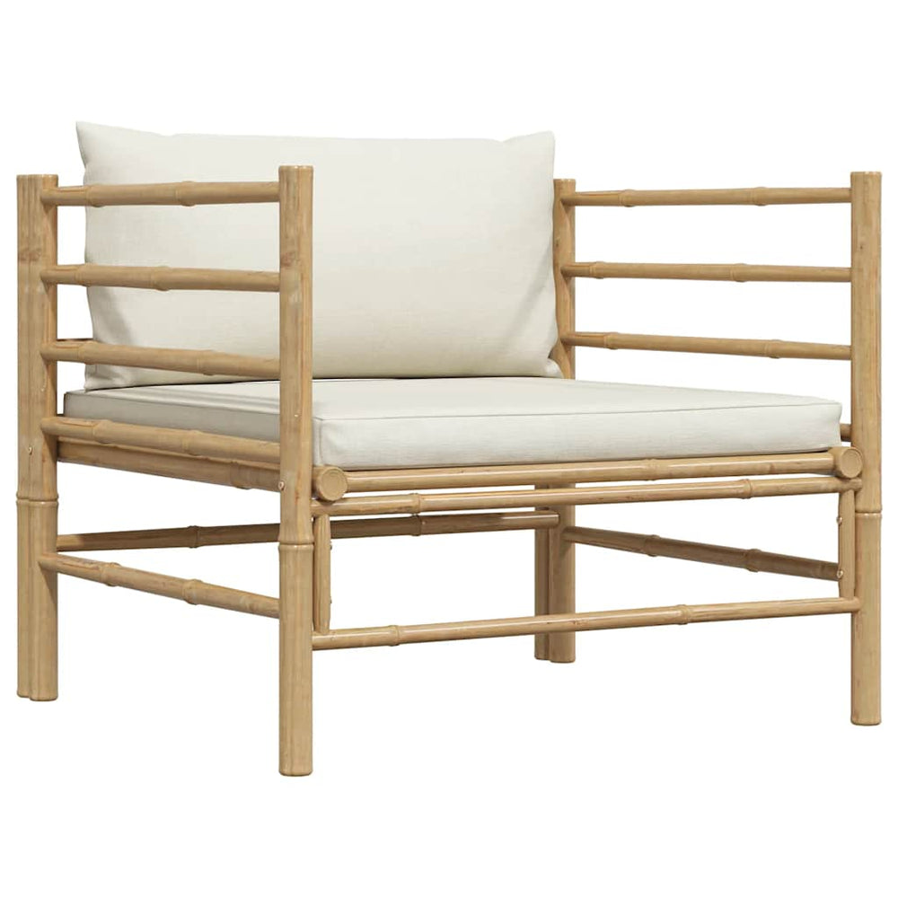 Gartensofa mit Kissen Cremeweiß Bambus