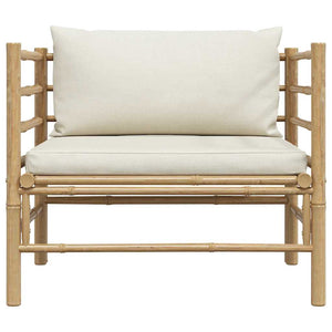 Gartensofa mit Kissen Cremeweiß Bambus