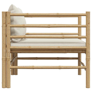 Gartensofa mit Kissen Cremeweiß Bambus