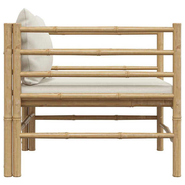 Gartensofa mit Kissen Cremeweiß Bambus
