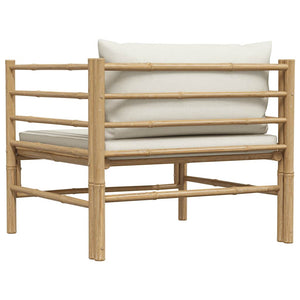 Gartensofa mit Kissen Cremeweiß Bambus