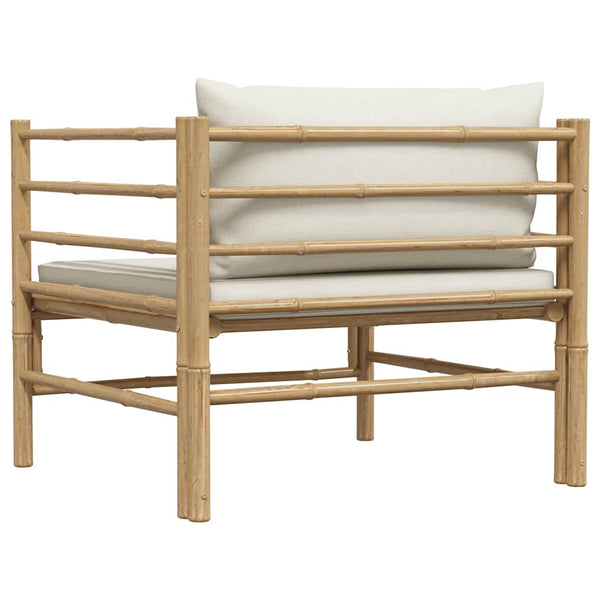Gartensofa mit Kissen Cremeweiß Bambus
