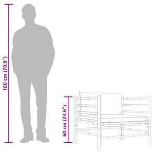 Gartensofa mit Kissen Cremeweiß Bambus