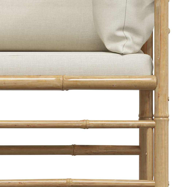 Gartensofa mit Kissen Cremeweiß Bambus