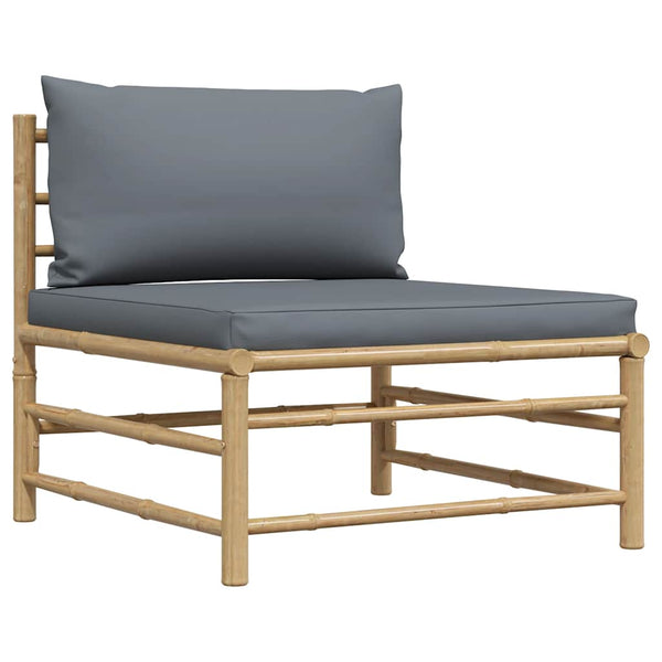 2-tlg. Garten-Lounge-Set mit Kissen Dunkelgrau Bambus