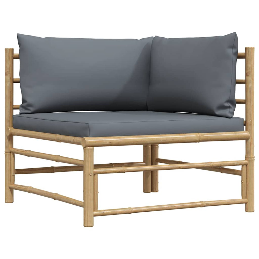 Garten-Ecksofa mit Dunkelgrauen Kissen Bambus