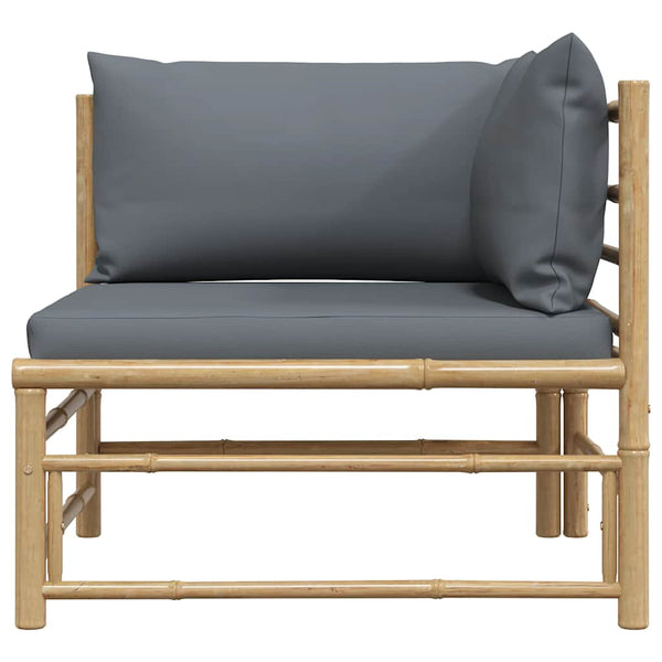 Garten-Ecksofa mit Dunkelgrauen Kissen Bambus