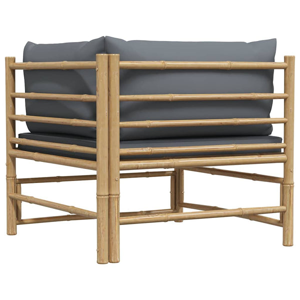 Garten-Ecksofa mit Dunkelgrauen Kissen Bambus