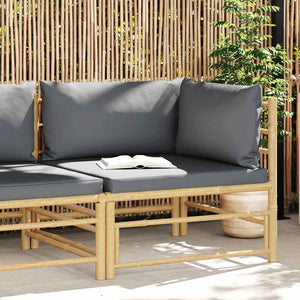 Garten-Ecksofa mit Dunkelgrauen Kissen Bambus